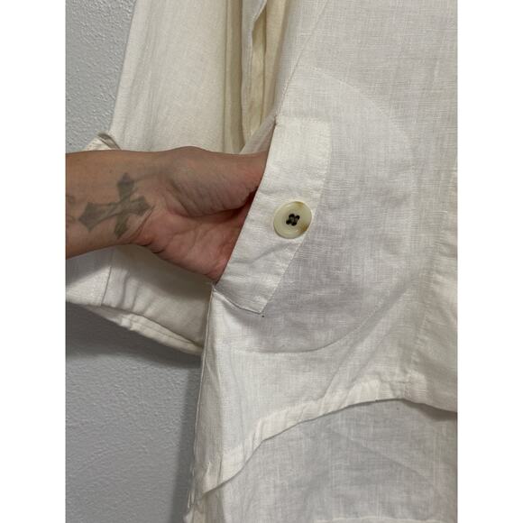 NWT For Cynthia Lagenlook Linen Hooded Shirt Jacket S Cream Luxury Minimalist - Picture 4 of 16